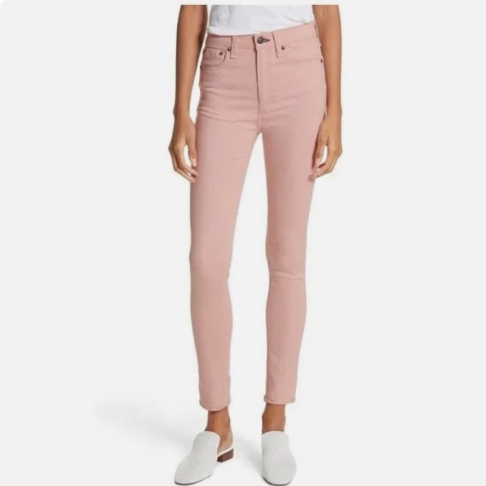 Rag & Bone High Rise Skinny Jeans in Pink Twill - Size 26